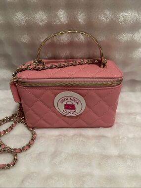 Pink Quilted Top-Handle Crossbody Bag